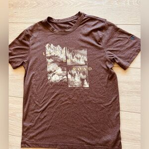 Leave The Road Take A Trail Graphic T-Shirt Brown Size Adult Small